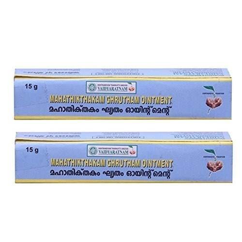 uk51f8XgePBML-1.jpg VAIDYARATNAM MAHATHIKTHAKAM GHRUTHAM OINTMENT (Pack of 2) - Fast UK Delivery - Image 1