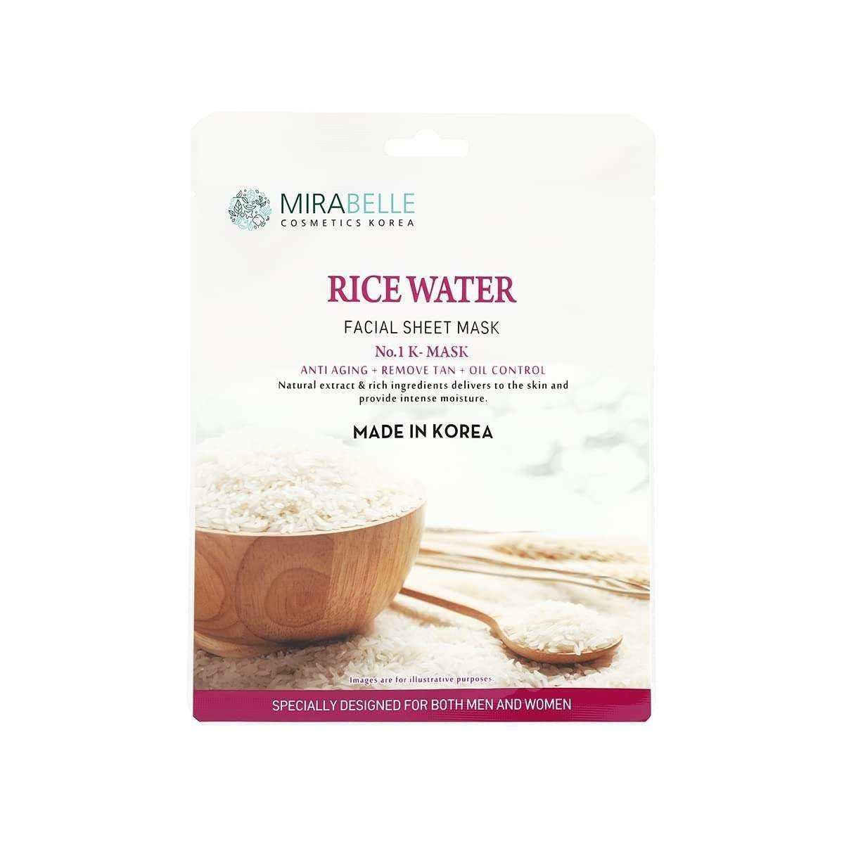 uk51g8w2kuugL-1.jpg Mirabelle Rice Water Korean Face Sheet Mask For Brightening (Pack of 2) - Fast UK Delivery - Image 1
