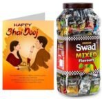 Swad Happy Bhai Dooj Bhaidooj Gift with Card (Swad Mixed Flavours Candy 200 Jar & 1 Greeting card) - Fast UK Delivery - Image 2