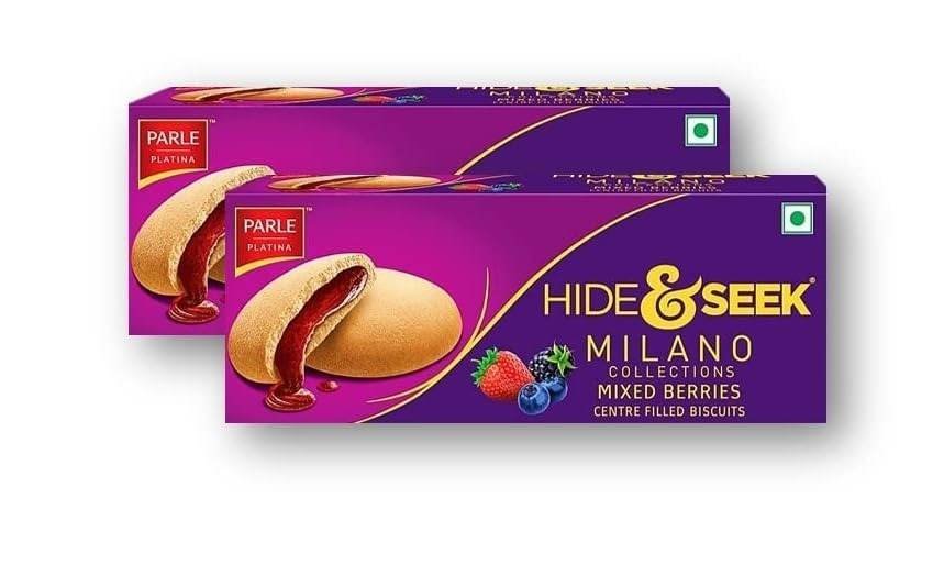 uk51h4OA5mBOL-1-1.jpg Parle Hide & Seek Milano Mixed Berries Centre Filled Biscuits, 75g, Pack of 2 - Fast UK Delivery - Image 1