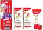 Colgate Kids 3-5 yrs premium Toothpaste, Natural Strawberry Flavour Tooth Paste with 0% Artificial Flavors (160g, Pack of 2) & Colgate Kids Barbie Toothbrush Extra Soft with Tongue Cleaner (Pack of 3) - Fast UK Delivery - Image 2