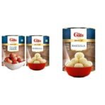 Gits Open & Eat Gulab Jamun + Rasgulla, 16 Pieces Per Can, 2Kg (2000gram)(1Kg Gulab Jamun Tin + 1Kg Rasgulla Tin) & Gits Open & Eat Rasgulla Tin, 16 Pieces per Can, 1Kg - Fast UK Delivery