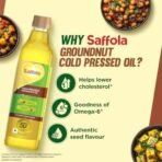 Saffola Cold Pressed Groundnut Oil | 100% Cold Pressed Groundnut Oil | Helps Lower Cholesterol, Goodness of Omega 6 & Authentic Seed Flavour | 1L Pet Bottle - Fast UK Delivery - Image 6