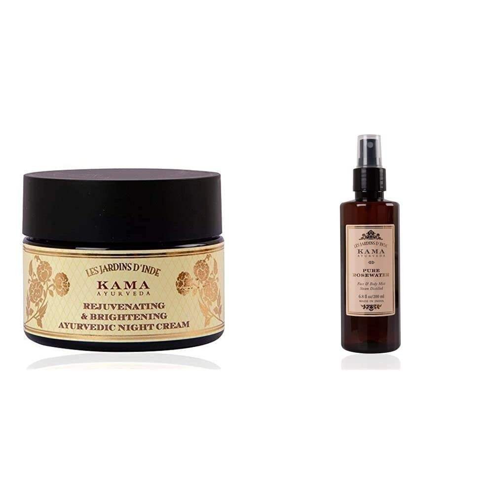 uk51ijmbmfAyL-1-1.jpg Kama Ayurveda Rejuvenating and Brightening Ayurvedic Night Cream, 25gm & Kama Ayurveda Pure Rose Water Face and Body Mist, 6.7 Fl Oz - Fast UK Delivery - Image 1