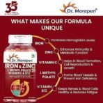 DR. MOREPEN Iron & Zinc Tablets | Enriched with Iron, Zinc, Vitamin C & B12 | Natural & Safe for Men and Women | 60 Veg Tablets - Fast UK Delivery - Image 5
