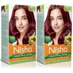 Nisha Cream hair color (120 ml/each) with Rich, Bright, Long Lasting Shine Hair Color NO AMMONIA Cream FORMULA smooth care for your precious hair! (Pack of 2, Burgundy 3.16) - Fast UK Delivery - Image 2