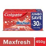 Colgate MaxFresh Toothpaste, Red Gel Paste with Menthol for Super Fresh Breath, 450g, 150g X 3 (Spicy Fresh) - Fast UK Delivery - Image 3
