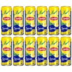 Lipton Lemon Ice Tea Drink, 320 ml, 12 Pack, Yellow & Blue Cans (Imported) - Fast UK Delivery - Image 3