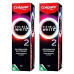 Colgate Visible White O2, Teeth Whitening Toothpaste (50g) for noticeably whiter teeth starting in 3 days. Peppermint Sparkle with Active Technology, Enamel Safe Teeth Whitening (Pack of 2) - Fast UK Delivery - Image 2