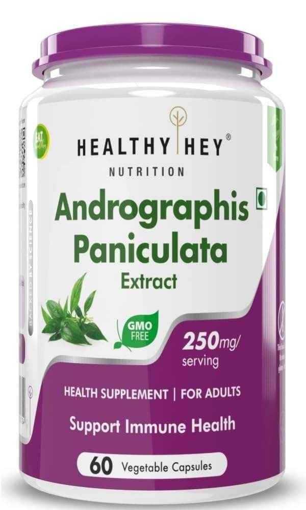 uk51mVeGsamhL-1-1.jpg HealthyHey Nutrition Andrographis Paniculata extract - 250 mg per serving - 60 Vegetable Capsules - Fast UK Delivery - Image 1