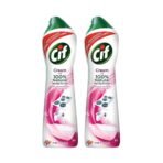 Cif Pink Multi Purpose Surface Cleaner Cream with Floral Fragrance, Removes Grease & Dirt wth Natural Cleaning Particles for Shiny Surface, 2x500ml - Fast UK Delivery