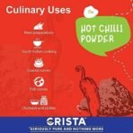 CRISTA Hot Chilli Powder | Guntur Laal Mirch Powder with Natural Oils | Zero added Colours, Fillers, Additives & Preservatives | Spicy Grade Chilli Powder | 100gms - Image 4