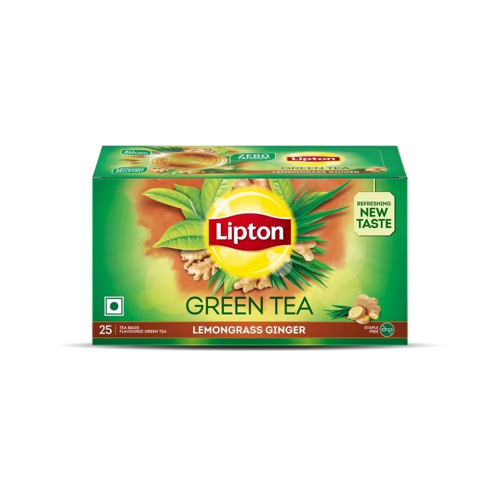 uk51n8lK8MwNL.jpg Lipton Lemongrass Ginger I 25 Tea Bags I Tasty Green Tea I Reduce Belly Fat - Fast UK Delivery - Image 1