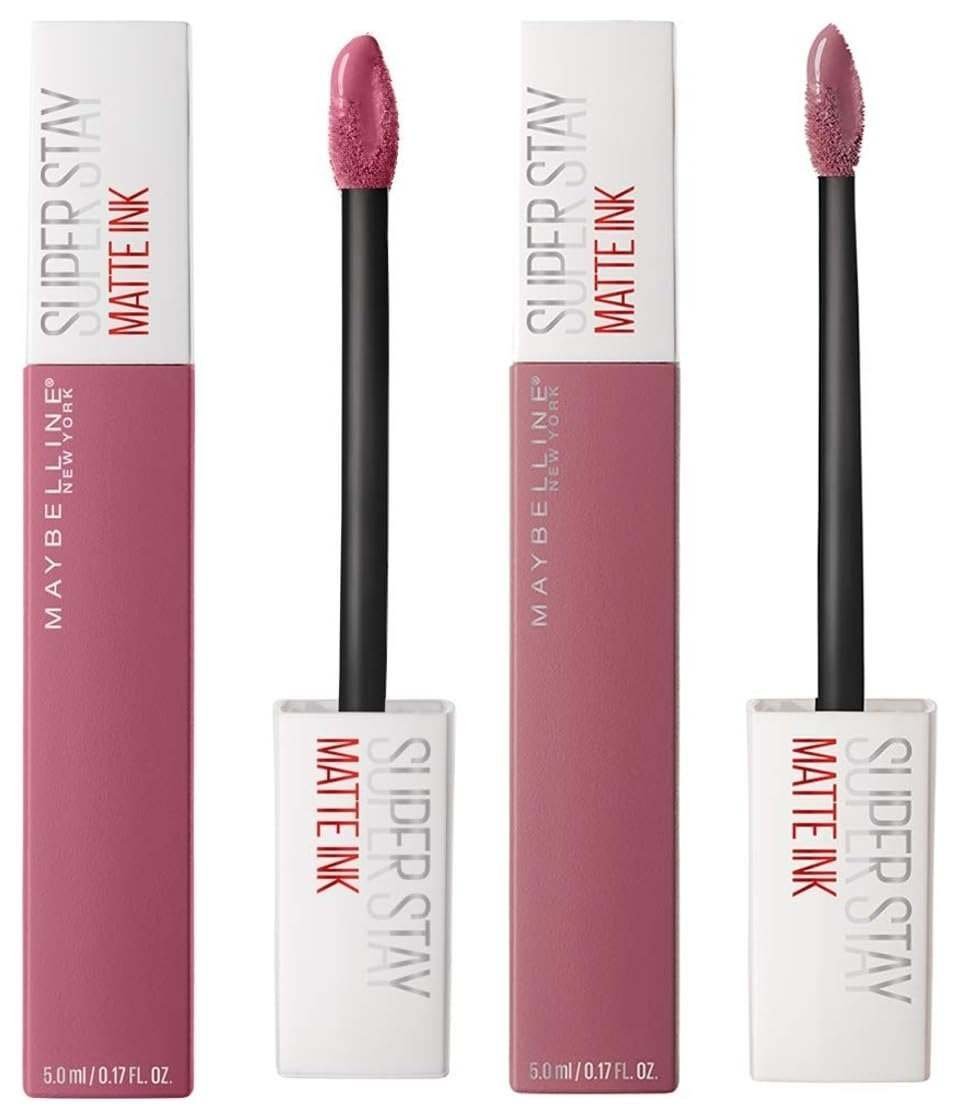 uk51nqKDf2L.jpg Maybelline New York Super Stay Matte Ink Liquid Lipstick, 15 Lover, 5ml and Maybelline New York Super Stay Matte Ink Liquid Lipstick, 125 Inspirer, 5g - Fast UK Delivery - Image 1