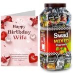 Swad Happy Birthday Wife Gift with Card (Swad Mixed Flavours Candy 200 Jar & 1 Greeting card) 2 units - Fast UK Delivery - Image 2