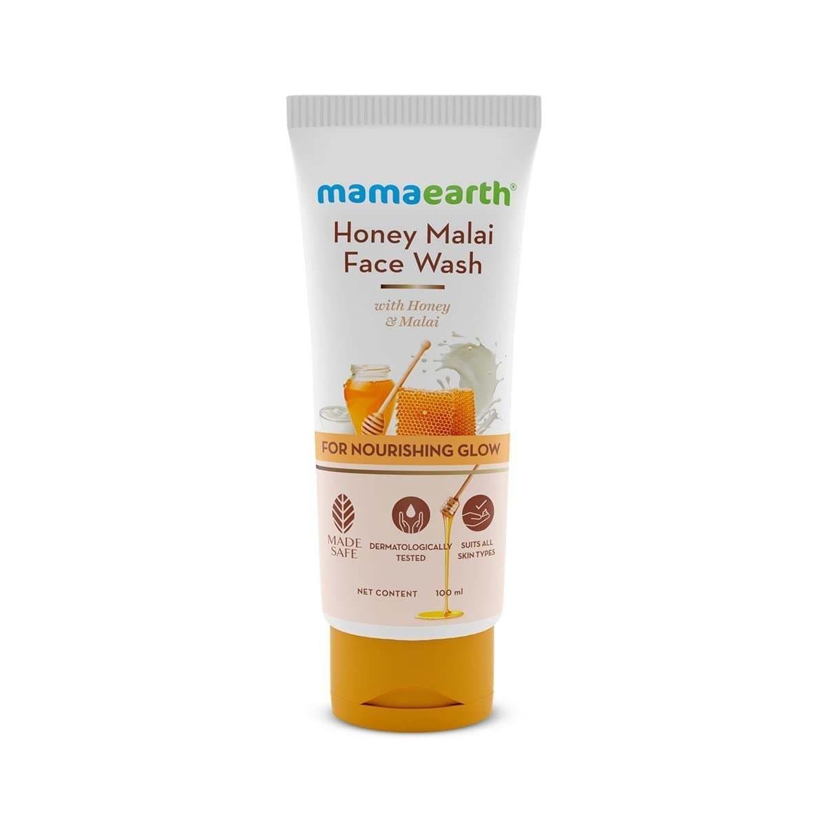 uk51nwpX-acLL-1.jpg Mamaearth Honey Malai Face Wash with Honey & Malai For Nourishing Glow 100 ml | For all skin types, Best Suits Dry Skin, Combination Skin, Non Drying Gentle Cleanser, No Parabens, No Sulphates - Fast UK Delivery - Image 1