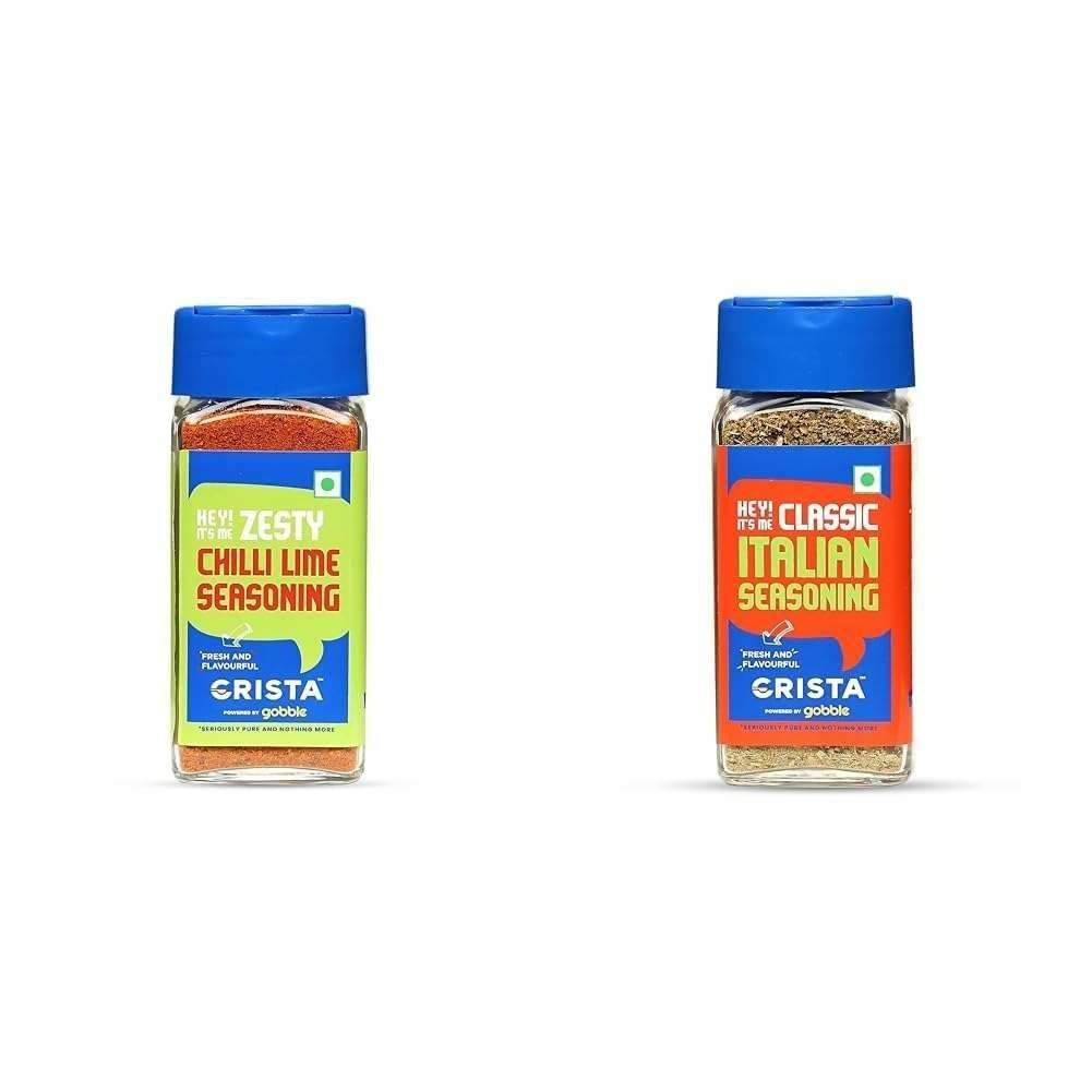 uk51ny32i1wsL-1-1.jpg CRISTA International Multipurpose Combo - 1 | Chilli Lime Seasoning X 1, 50 gms & Classic Italian Seasoning X 1, 40gm | No Added Colours, Fillers & Preservatives | Pack of 2 - Image 1