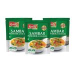 Kwality Sambar Powder for Rice | Authentic South Indian Spice Mix | Perfect for Flavorful Sambar For Rice Dishes | Traditional Masalas | Blended Sambar Pudi (200 g (Pack of 3)) - Fast UK Delivery