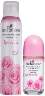 Enchanteur Romantic Perfumed Deo Spray For Women, 150ml & Romantic Roll-On Deodorant, 50ml - Fast UK Delivery