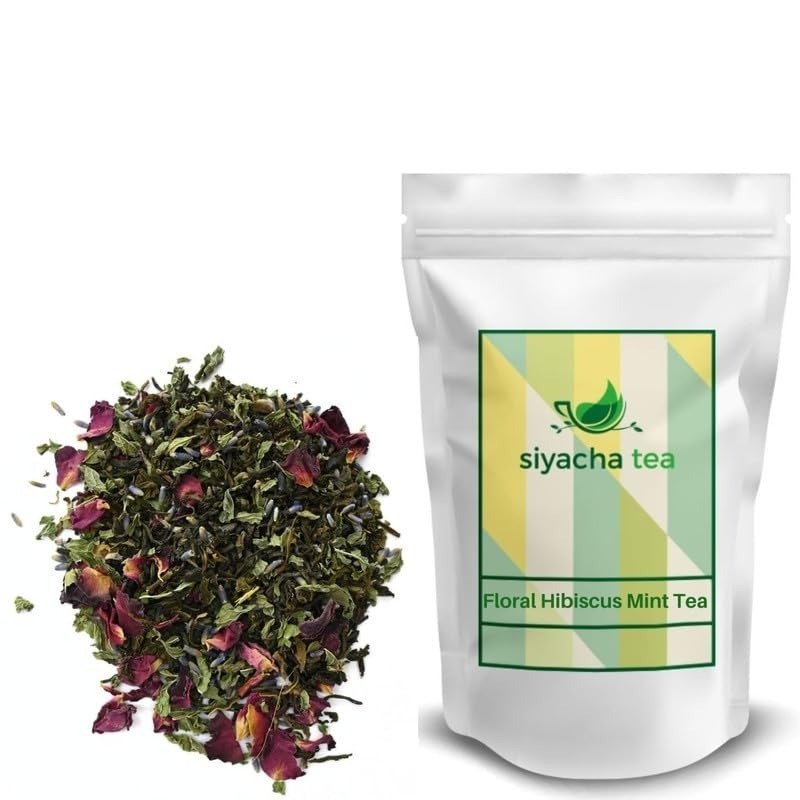 uk51olC-oyaTL-1-1.jpg Siyacha Tea Floral Hibiscus Mint Tea| 100g Pouch|Herbal Tisane| Caffeine Free Loose Leaf Chai Patti|Pure Spice Masala Blend| Natural Detox|Super Food Premium Blend|Brew Hot or Cold|Antioxidant Rich| - Fast UK Delivery - Image 1