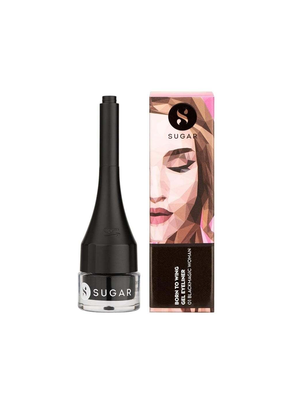 uk51oyteqdnSL-1.jpg SUGAR Cosmetics Born To Wing Gel Eyeliner with Brush | Smudgeproof & Matte | Lasts Upto 12 hrs - 01 Blackmagic Woman - Fast UK Delivery - Image 1