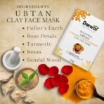 Deewal Premium Ubtan Clay Face Mask | Turmeric & Sandalwood | 100% Vegan & Natural | Brightening Face Mask for Tan Removal & Oil Control | Ayurvedic Face Pack for Acne-Prone & Damaged Skin | For Men & Women - Fast UK Delivery - Image 4