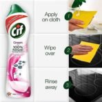 Cif Pink Multi Purpose Surface Cleaner Cream with Floral Fragrance, Removes Grease & Dirt wth Natural Cleaning Particles for Shiny Surface, 2x500ml - Fast UK Delivery - Image 4