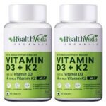HEALTH VEDA ORGANICS PRIVATE LIMITED Vitamin D3 (600 IU) + Vitamin K2 as MK7 Supplement (55mcg) | 120 Veg Tablets | Supports Healthy Bones, Boosts Immune System & Joint Health | For Men & Women - Fast UK Delivery