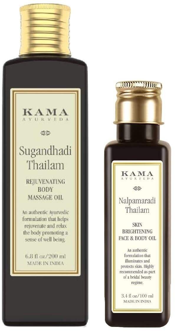 uk51rVxDjAW0L-1-1.jpg Kama Ayurveda Sugandhadi Rejuvenating Body Treatment & Kama Ayurveda Nalpamaradi Skin Brightening Treatment Oil Combo - Fast UK Delivery - Image 1
