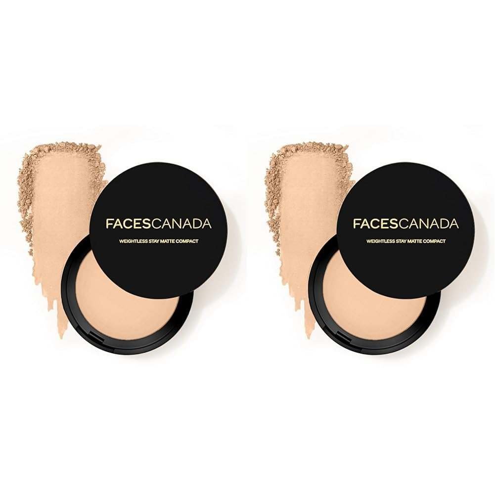 uk51rqyA9GWhL-1.jpg FACESCANADA Faces Canada Weightless Stay Matte Finish Compact Powder - Beige,9 G|Non Oily Matte Look|Evens Out Complexion|Hides Imperfections|Blends Effortlessly|Pressed Powder For All Skin Types - Fast UK Delivery - Image 1