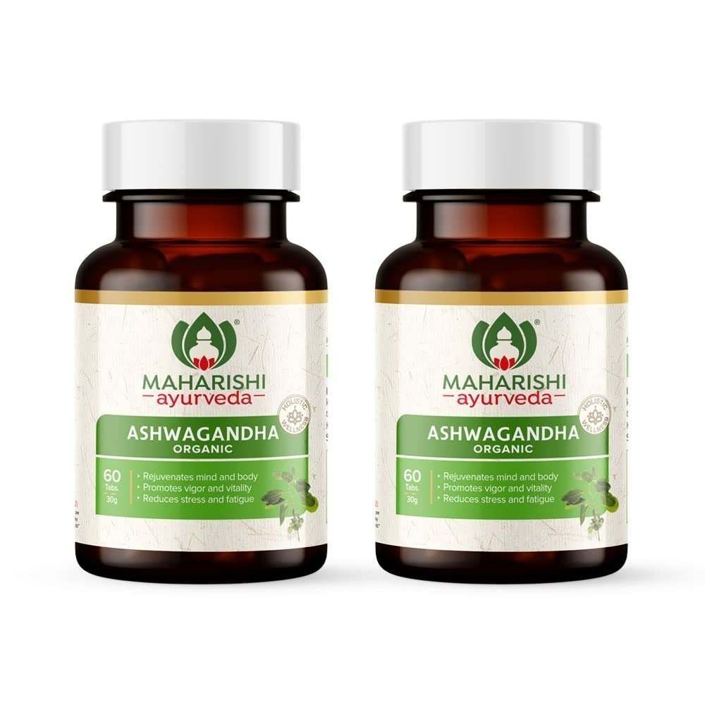 uk51s3aB-o1nL-1-1.jpg Maharishi Ayurveda Organic Ashwagandha | 100% Organic| General Wellness Tablets| Rejuvenates Mind & Body | Made with Pure Herbs | 120 Tablets (Pack of 2) - Fast UK Delivery - Image 1