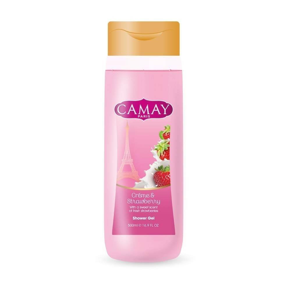 uk51tK5EFvcL-1.jpg Camay Paris Creme &Strawberry Shower Gel, Pink, 500 ml - Fast UK Delivery - Image 1