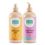 Born Good Plant Based Spanish Citrus Fragrance Dishwash Gel And Arctic Air Fragrance Toilet Bowl Cleaner Toxin-free, Skin-Safe And Pet-safe - 500 ml each (Combo Pack of 2) - Fast UK Delivery