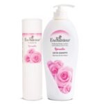 Enchanteur Romantic Perfumed Talc for Women, 250g & Enchanteur Romantic Perfumed Body Lotion, 500ml, with Aloe Vera & Olive Butter for Silky Smooth Skin - Fast UK Delivery