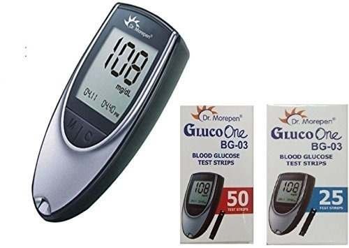 uk51uXawkLUUL-1-1.jpg Dr. Morepen Bg-03 Glucometer With Test Strips, Black, Silver (25 & 50 Strips) - Fast UK Delivery - Image 1