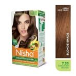 Nisha Cream Hair Color Chocolate Blonde, Permanent Hair Colour for Women Men, Ultra Soft Deep Shine, 100% Grey Coverage, Chocolate Blonde Hair Colour 7.53 (120gm Pack 1) - Fast UK Delivery - Image 3