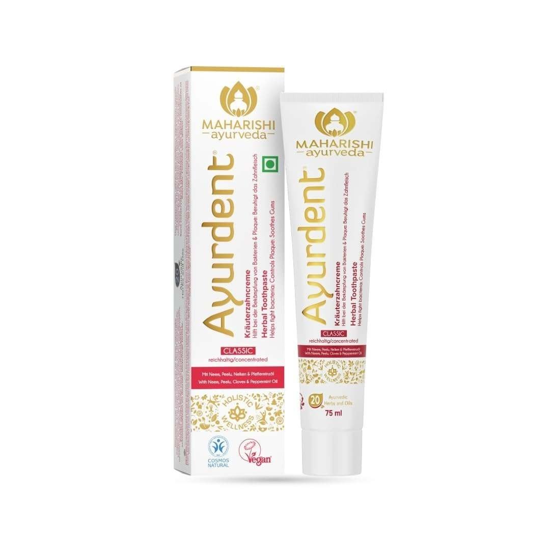 uk51uyDFKx6ZL-1-1.jpg Maharishi Ayurveda Ayurdent Classic Toothpaste | Unique Saliva Balancing Formula | For Toothache, Bleeding Gums, Sensitivity, Cavities, Plaque & Bad breath | Non Foaming, No SLS & Fluoride | Pack of 1 - Fast UK Delivery - Image 1