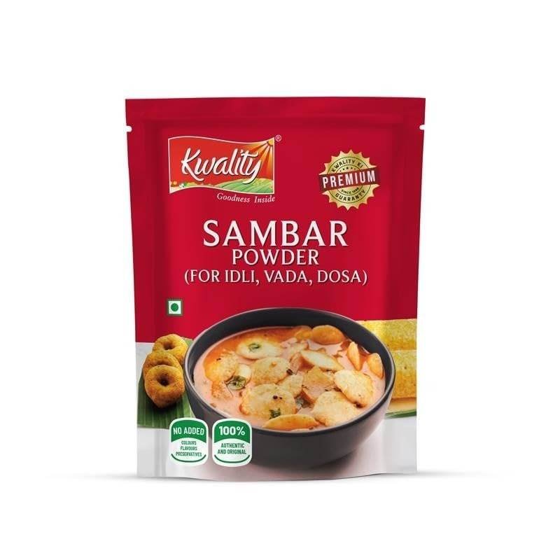 uk51v2VkWU4lL-1-1.jpg Kwality Sambar Powder for Idli, Vada, Dosa - Authentic South Indian Spice Mix, Perfect for Rich Flavor and Aroma 100g (Pack of 1) - Fast UK Delivery - Image 1