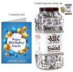 Swad Happy Birthday Uncle Gift with Card (Swad Digestive Candy 200 Jar & 1 Greeting card) - Fast UK Delivery - Image 3