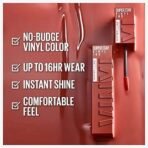 Maybelline Super Stay Vinyl Ink Longwear No-Budge Liquid High-Glossy Lipcolor Makeup, Highly Pigmented Color And Instant Shine, Extra, Red Lipstick, 0.14 Fl Oz, 1 Count - Fast UK Delivery - Image 3