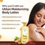 Mamaearth Ubtan Moisturizing Body Lotion with Turmeric & Saffron for Glowing Skin | 48H Moisturization | Nourishes Dry Skin | 7 in1 Total Care | 100% Natural Butter | Non-Greasy Smooth Skin | 400 ml - Fast UK Delivery - Image 4
