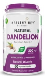 HealthyHey Nutrition Dandelion Root Extract - Natural - 10:1 Ratio - Natural Diuretic & Support Digestion, 60 Vegetable Capsules - Fast UK Delivery