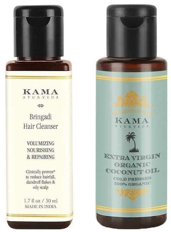 uk51w1oeA6cqL-1-1.jpg Kama Ayurveda Bringadi Hair Cleanser & Kama Ayurveda Extra Virgin Organic Coconut Oil - 50ml Combo - Fast UK Delivery - Image 1