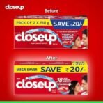 Closeup Toothpaste | Long lasting 18 Hours Of Fresh Breath & White Teeth - 300g (Pack of 4) - Fast UK Delivery - Image 4