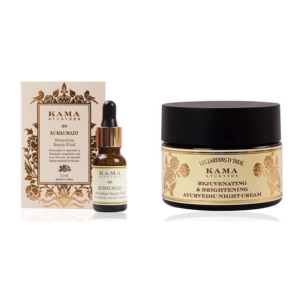 uk51xLvw35YZL-1-1.jpg Kama Ayurveda Kumkumadi Miraculous Beauty Ayurvedic Night Serum, 12ml & Kama Ayurveda Rejuvenating and Brightening Ayurvedic Night Cream, 25gm - Fast UK Delivery - Image 1