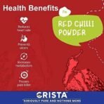 CRISTA Red Chilli Powder | Laal Mirch Powder with Natural Oils | Zero added Colours, Fillers, Additives & Preservatives | Medium Spicy Grade | 500 gms - Image 4