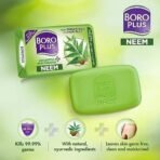 BoroPlus Antiseptic And Moisturising Bathing Neem Soap With Neem, Tea Tree, Aloe Vera & Shea Butter | 99.9% Germ And Virus Protection | For Smooth, Soft, Moisturised & Nourished Skin, 125G (Pack Of 6) - Fast UK Delivery - Image 4