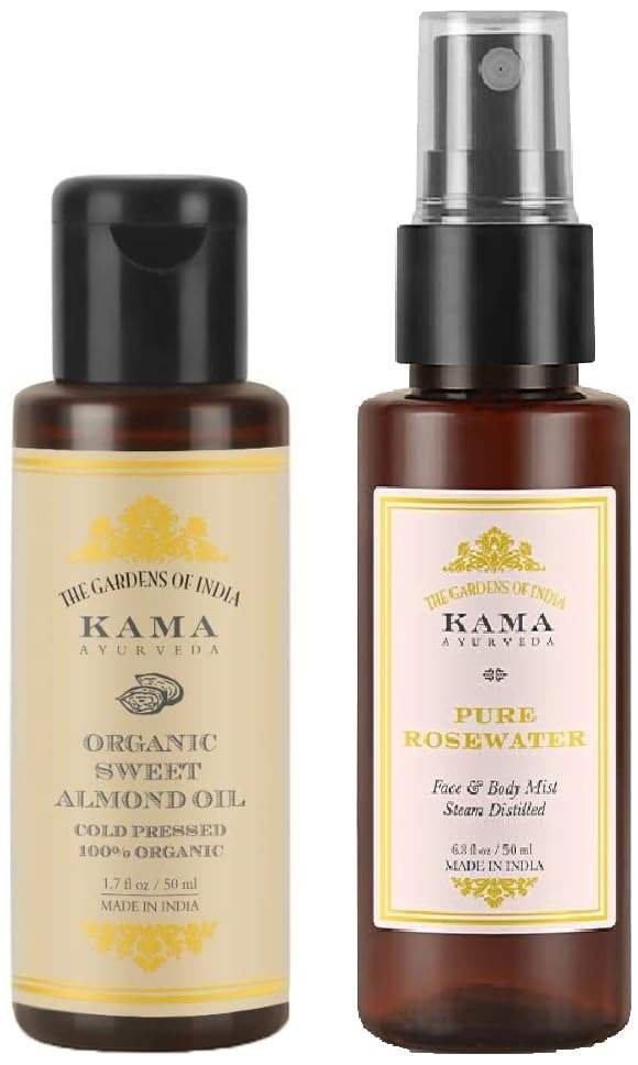 uk51yurakFw0L-1-1.jpg Kama Ayurveda Organic Sweet Almond Oil (50ml - In) & Kama Ayurveda Pure Rose Combo - Fast UK Delivery - Image 1