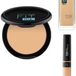 Maybelline New York Fit Me Matte+Poreless Light Coverage Liquid Foundation For Oily Skin oil, 128 Warm Nude 30Ml, Concealer, 25 Medium, 6.8Ml And Compact Powder, Shade 128 Warm Nude, 8G, Pack Of 1 - Fast UK Delivery