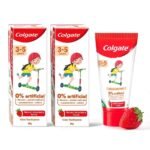 Colgate Kids 3-5 Yrs Premium Anticavity Toothpaste, Natural Strawberry Flavour, 0% Artificial - 80G (Combo Pack Of 2) - Fast UK Delivery